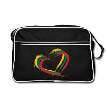 Herz Bürste Flagge Litauens - Retro Tasche - Schwarz/Weiß - Vorne