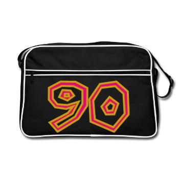 90. 90 ANS. 90e ANNIVERSAIRE. ANNIVERSAIRE 90 ANS. - Sac Retro - noir/blanc - Devant