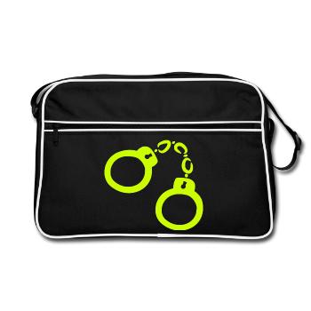 Handschellen Gelb - Retro Tasche - Schwarz/Weiß - Vorne