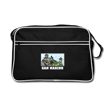 Winzige San Marino Festungsstadt - Retro Tasche - Schwarz/Weiß - Vorne