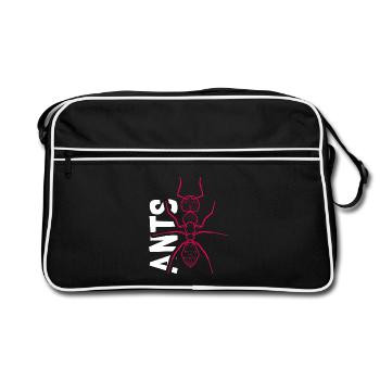 Winzige Ameise Insektenkolonie - Retro Tasche - Schwarz/Weiß - Vorne