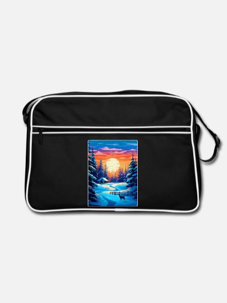 Laponie Finlande Affiche de voyage vintage souvenir WPA - Sac Retro - noir/blanc