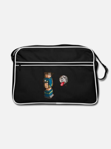 Begeisterter Tischfußball Torjäger - Retro Tasche - Schwarz/Weiß