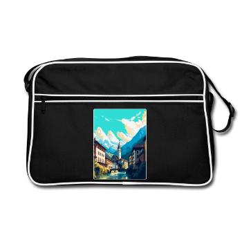 Chur Schweiz Vintage Reiseplakat Souvenir - Retro Tasche - Schwarz/Weiß - Vorne