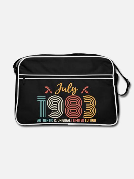 Juli 1983 Geburtstag Juli 1983 Juli - Retro Tasche - Schwarz/Weiß