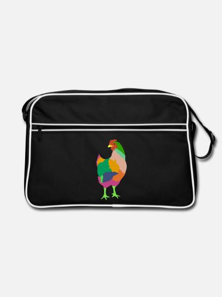 Huhn - Retro Tasche - Schwarz/Weiß