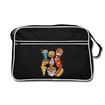 Junk Food Ungesundes Essen Fast Food - Retro Tasche - Schwarz/Weiß - Vorne