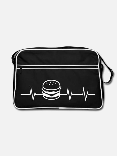 Heartbeat Burger - Retro Tasche - Schwarz/Weiß