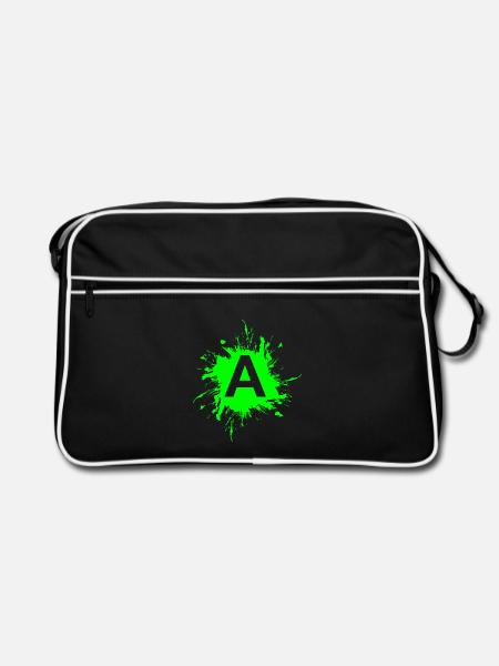 Team A Buchstabe A Anfangsbuchtabe - Retro Tasche - Schwarz/Weiß