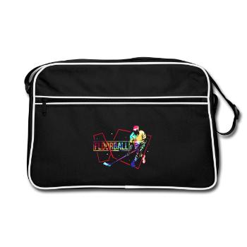 Reaktionsschneller Floorball Torwart - Retro Tasche - Schwarz/Weiß - Vorne