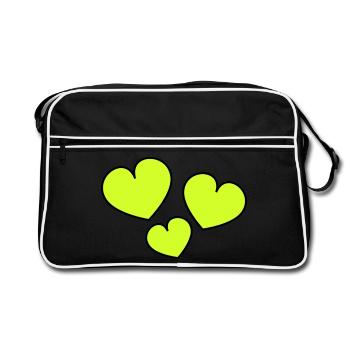 ICH LIEBE DICH. ICH LIEBE DICH. LIEBE. LIEBE. HERZ - Retro Tasche - Schwarz/Weiß - Vorne
