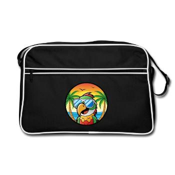 Perroquet Drôle Dessin Animé Plage Été Lunettes De Soleil Cool - Sac Retro - noir/blanc - Devant