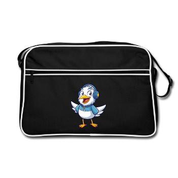 Mouette Funny Cartoon Character Musique de casque - Sac Retro - noir/blanc - Devant
