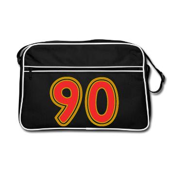 90. 90 ANS. 90e ANNIVERSAIRE. ANNIVERSAIRE 90 ANS. - Sac Retro - noir/blanc - Devant
