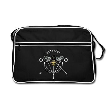 Unermüdliche Honigbiene Blumenwiese - Retro Tasche - Schwarz/Weiß - Vorne