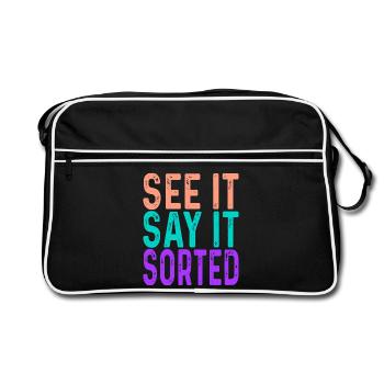 see it say it sorted - Retro Tasche - Schwarz/Weiß - Vorne