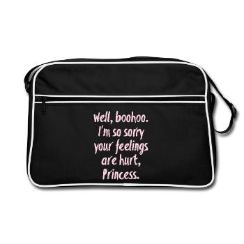 Pinkes Spruchdesign: Sorry Princess Supernatural - Retro Tasche - Schwarz/Weiß - Vorne