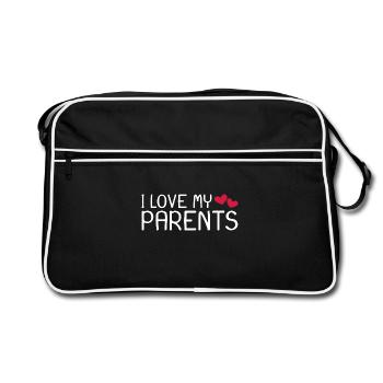 Ich liebe meine Eltern - Retro Tasche - Schwarz/Weiß - Vorne