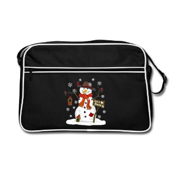 Schneemann - Retro Tasche - Schwarz/Weiß - Vorne