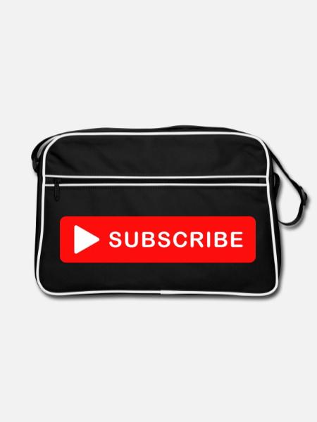 Schaltfläche Abonnieren. - Retro Tasche - Schwarz/Weiß - Vorne