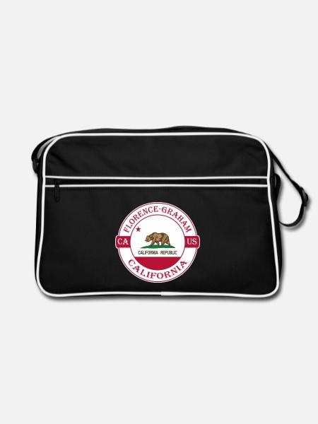 Florence Graham California Flagge USA Souvenir - Retro Tasche - Schwarz/Weiß