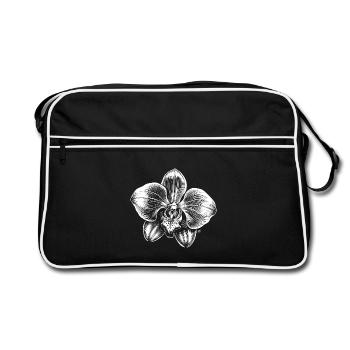 Schwarz-Weiße lineare Orchidee - Retro Tasche - Schwarz/Weiß - Vorne