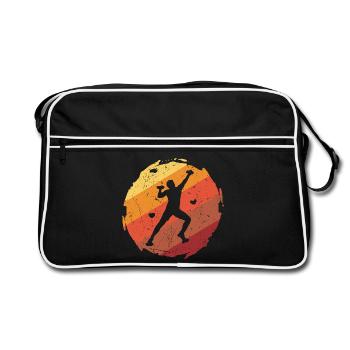 Bergsteiger Bouldern Klettern Boulder - Retro Tasche - Schwarz/Weiß - Vorne