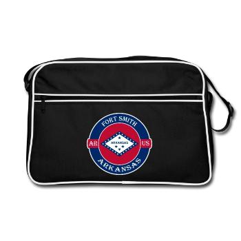 Fort Smith Arkansas Flagge USA Reise Souvenir Abzeichen - Retro Tasche - Schwarz/Weiß - Vorne
