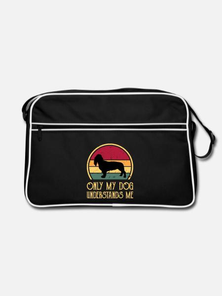 Basset Artesien Normand Hund Silhouette Retro Sun - Retro Tasche - Schwarz/Weiß