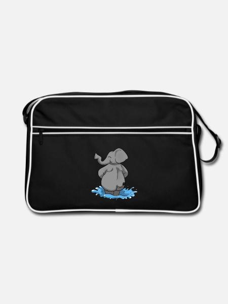 Elefant Wasser Elephant - Retro Tasche - Schwarz/Weiß