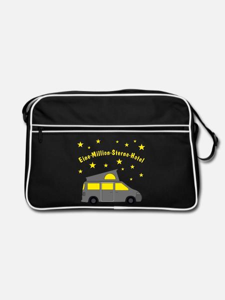 eine million sterne hotel campingbus - Retro Tasche - Schwarz/Weiß