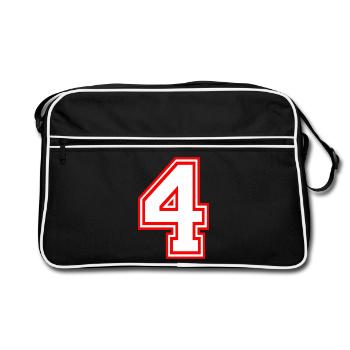 NUMMER VIER NUMBER FOUR LUCKY NUMBER GLÜCKSZAHL - Retro Tasche - Schwarz/Weiß - Vorne