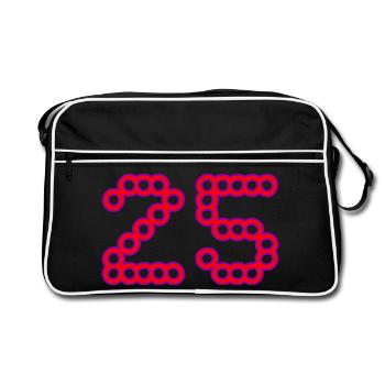 25. 25 ANS. 25e ANNIVERSAIRE. ANNIVERSAIRE 25 ANS. - Sac Retro - noir/blanc - Devant