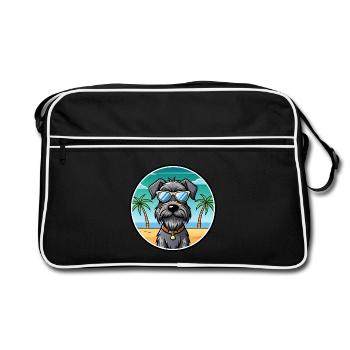 Chien d’arrêt allemand à poil dur race dessin animé plage - Sac Retro - noir/blanc - Devant