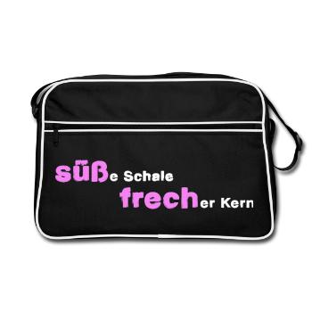 süß und frech frech süß - Retro Tasche - Schwarz/Weiß - Vorne