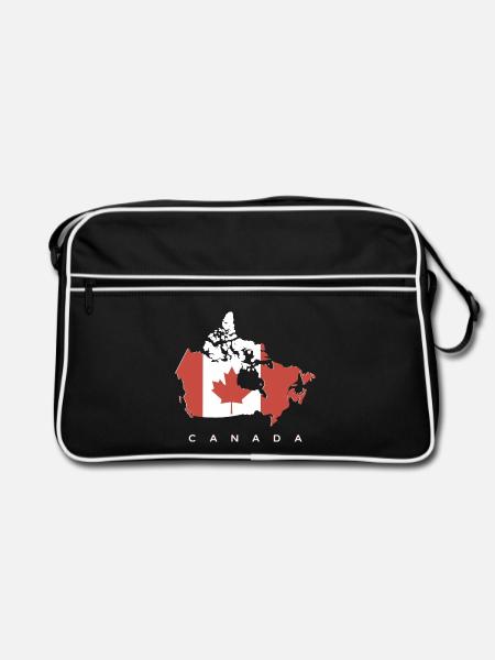 Kanada Silhouette mit Ahornblatt - Retro Tasche - Schwarz/Weiß - Vorne