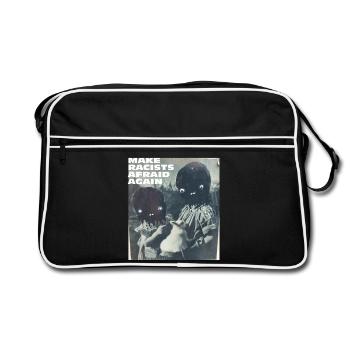 Make racists afraid again Fuck Nazis Rassismus FCK - Retro Tasche - Schwarz/Weiß - Vorne
