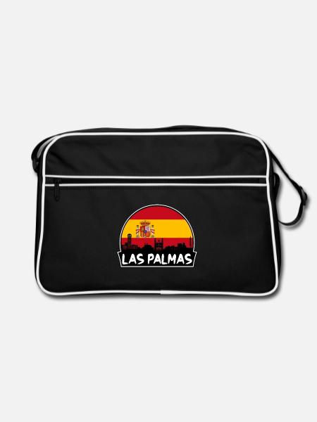 Las Palmas Spanien Flagge Skyline Silhouette Reisen - Retro Tasche - Schwarz/Weiß