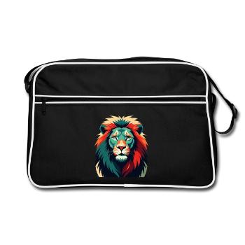 Lion Dessin Animé Personnage Animal De Compagnie Coloré - Sac Retro - noir/blanc - Devant
