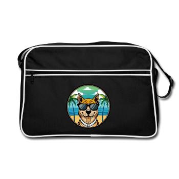 Cao De Castro Laboreiro Dog Breed Cartoon Beach - Retro Bag - black/white - Front