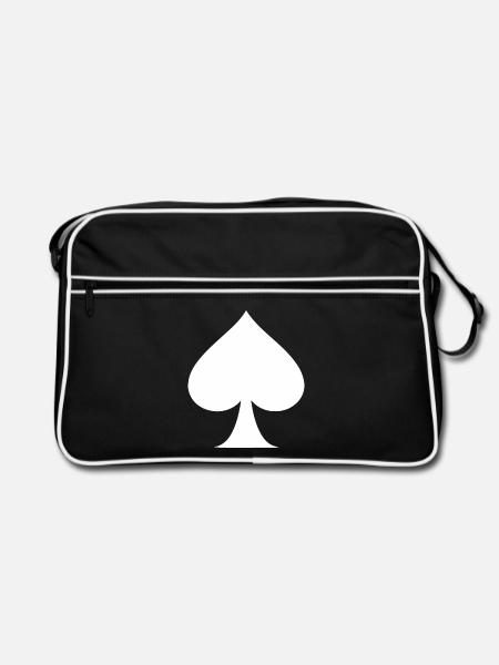 Schwarze Spadesilhouette - Retro Tasche - Schwarz/Weiß