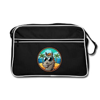Cheval Drôle Dessin Animé Plage D’été Lunettes De Soleil Cool - Sac Retro - noir/blanc - Devant