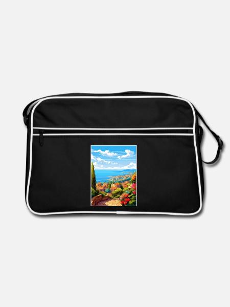 Cote D Azur Frankreich Vintage Reiseposter Souvenir - Retro Tasche - Schwarz/Weiß