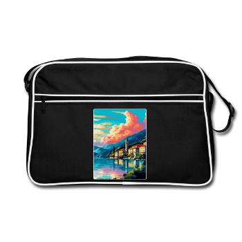 Comer See Italien Vintage Reiseplakat Souvenir WPA - Retro Tasche - Schwarz/Weiß - Vorne