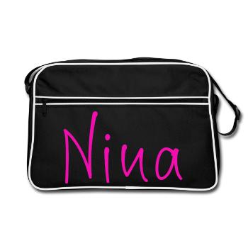 Nina Neon Script - Retro Tasche - Schwarz/Weiß - Vorne