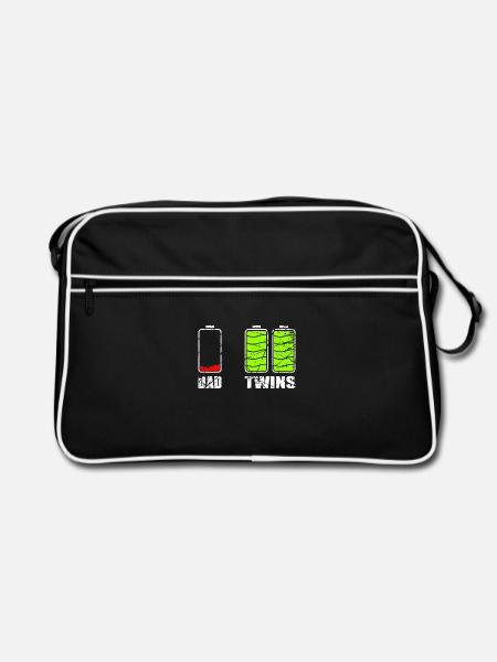 Dad Twins Geschenk - Retro Tasche - Schwarz/Weiß