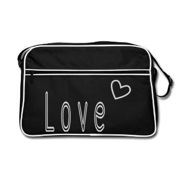 VALENTINSTAG. ICH LIEBE DICH. ICH LIEBE DICH. LIEBE. LIEBE - Retro Tasche - Schwarz/Weiß - Vorne