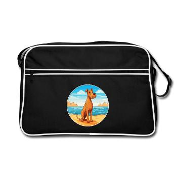 Irish Terrier Hund Rasse Cartoon Kawaii Clipart Hund - Retro Tasche - Schwarz/Weiß - Vorne