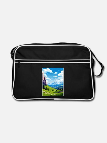Dolomiten Dolomiten Dolomiten Gebirge Italien - Retro Tasche - Schwarz/Weiß