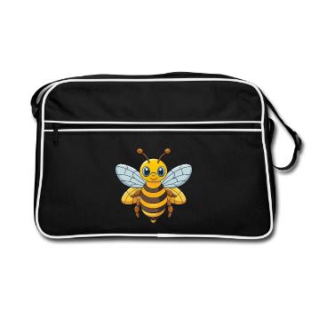 Bee Cute Mascot Cartoon Character Kawaii - Retro Bag - black/white - Front